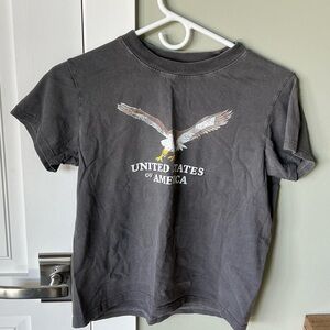Brandy Melville Gray T-Shirt with Eagle Graphic